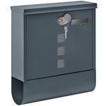 Wall Mounted Letterbox Modern Mailbox Lockable Mail Box Galvanised Steel Post Box with Copper Lock Newspaper Holder for Outside Wall Anthracite Grey