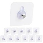 Hetjosee Adhesive Wall Hook 12pcs No Damage Picture Hanging Hooks Sticker Without Nails for Poster Canvas Hanger Picture Frame Hooks Heavy Duty Sticker Hooks Pads