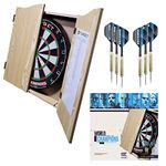 Target Darts Home Darts Cabinet Set - World Champions Dartboard with 2 Sets of Darts, Light Brown