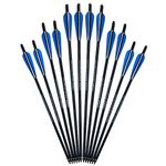 SHARROW 18pcs Crossbow Bolts Carbon Arrows 18" 20" 22" with Replaceable Screw-in Broadhead for Crossbow Hunting Target Practice Outdoor Gift (Blue, 18")