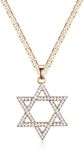 Barzel 18K Gold Plated Crystal Star of David Charm Necklace (18")