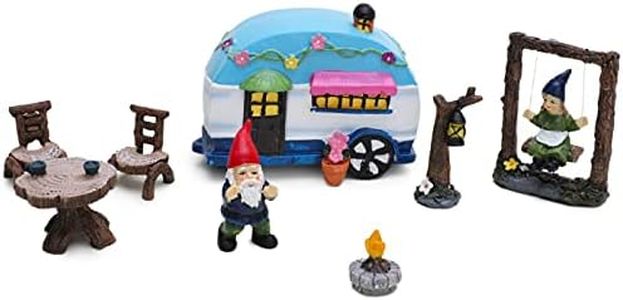 Toyland® 8 Piece Enchanted Garden Fairy Gnome & Caravan Ornament Decoration Set