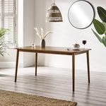 Furniturebox UK 6 Seat Solid Wood Table - Lynton Dark Large Walnut Stain Wooden Dining Table - Modern Take on Traditional Classic Farmhouse Dining Furniture - Retro Solid Rubberwood Dinner Table