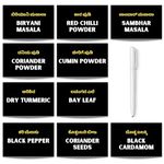 Sidhways Kannada-Black Kitchen Pack of 110 Printed Waterproof Vinyl Stickers for Mason Jars,Bottle Labels - 80 Printed, 30 Blank Stickers with Marker Pen