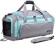 MIER Large Duffel Bag Men's Gym Bag with Shoe Compartment (Grey/Green)