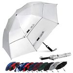 G4Free 62 Inch Portable Golf Umbrella Automatic Open Large Oversize Vented Double Canopy Windproof Waterproof Sport Umbrellas(Black/Silver)