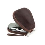 Genuine Leather Case for Airpods Max,Hiram Crazy Horse Cowhide Leather Portable Travel Case for Airpods Max,Headphone Cases for AirPods Max Carrying Case(Coffee)