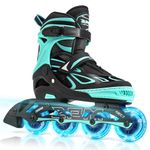 2pm Sports Adjustable Light up Kids Inline Skates, Inline Skates for Boys and Girls - Mint Large