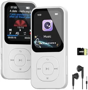 64GB MP3 Player with Bluetooth 5.3, Portable Music Player for Sports with Speaker, FM Radio, Voice Recorder, HiFi Sound, 30H Longer Battery Life, Quick Transmission, Timer Off, Up to 256GB (White)