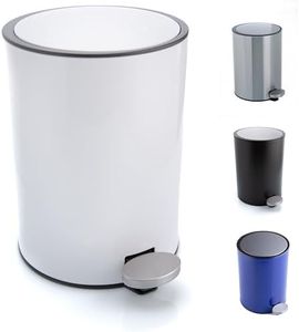 Bamodi Mini Step Trash can Stainless Steel 0.8 gallons - with Soft-Closing System - Small lidded Trash - Trash can with Removable Inner Bucket (White)