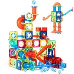 Magblock 122 PCS Magnetic Building Blocks Marble Run Toy for Kid, Magnetic Tiles STEM Construction Gift Toys for Boys Girls Age 3 4 5 6 7 Years Old