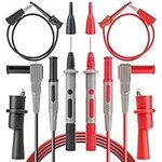 AstroAI 8Pcs Multimeter Test Leads Set with Alligator Clips, Plunger Test Mini Hooks and Test Probes 1000V 10A CAT III & CAT IV 600V for Fluke, KAIWEETS, INNOVA Multimeter, Voltmeter, Clamp Meter