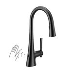 Moen 9126EWBL Kurv Collection Motionsense Wave Sensor Touchless One Handle High Arc Pulldown Modern Kitchen Faucet Featuring Power Clean, Matte Black