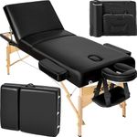 TecTake® Portable Massage Table, Adjustable Table, Softly Padded Beauty Bed, Sturdy with Head Rest Support, Foldable with Storage Bag, Ideal for Salon, Tattoo, Therapy, Lash and Physiotherapy - black