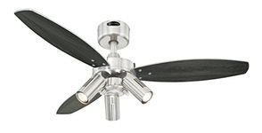 Westinghouse Lighting 72290 Jet Plus Three-Light 105 cm Three-Blade Indoor Ceiling Fan, Brushed Nickel Finish with Spot Lights