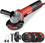 DCK Angle Grinder, 4-1/2-Inch 9.2Amp Corded Angle Grinder, 11,800 RPM with 2 Safety Guards, 6 Piece Discs (2 Cutting/ 2 Grinding/ 2 Flap Discs), Professional Angle Grinder for Metal, Wood (KSM17-115B）