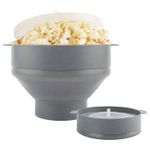 EMEF Microwave Popcorn Popper in an easy to make Popcorn Maker Collapsible Silicon Bowl (Grey)