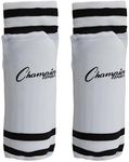 Champion Sports Youth Sock Style Striped Soccer Shinguards, White/Black, 4-6 Years/Small