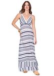 likemary Maxi Long Boho Dress for Women - Casual Sleeveless - Summer Holiday White Stripes M