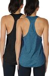 icyzone Workout Tank Tops for Women - Athletic Yoga Tops, Racerback Running Vest Top, 2-Pack (L, Black/Denim)