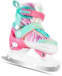 LEVYTEMP Adjustable Snowflake Ice Skates for Kids Boys Girls, Comfort Lining Ice Skating Shoes Every Winter Adventure for Beginner - Sizes X Small Ages 3-5,Green & Pink