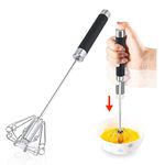 Stainless Steel Eggbeater, Rotating Semi Automatic Whisk, Anti Rust Durable Rotatable Manual Whisk, Hand Push Mixer, Used for Making Cream of Egg Beater Mixer, Egg Beater Mixer Egg Whisk