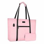 MOSISO USB Port Laptop Tote Bag for Women,Compatible with MacBook, 17-17.3 inch Notebook and Chromebook, Work Travel Business Computer Bag with Small Purse, Pink