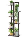 DolceLuna Plant Stand Indoor, Adjustable 6 Tier Bamboo Plant Rack for 7+ Pots, 47 Inch Tall Corner Plant Holder, Easy Assembly, Ideal for Living Room, Bedroom, Balcony, and Window Use, Waterproof