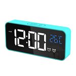 CHEREEKI Alarm Clock, Digital Clock with Temperature Display, Snooze, USB Powered Rechargeable Clock with Dual Alarms for Bedroom, Bedside, Office& Travel