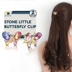 Sanas 2Pcs Diamond Hair Accessories Hair Butterfly Clips For Women Stone Hair Accessory For Ladies Small Claw Clip Hair Clutchers For Girls Sturdy Metal Hair Clips - Multicolor