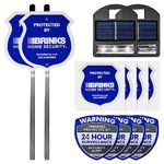 Security Alarm Yard Sign and Sticker Bundle For House Home Property Business - 2 Security Alarm Yard Signs with Stakes, 2 Automatic Solar LED Lights, 4 "Protected By" Weatherproof Stickers, 4