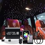 AKEPO 16W RGBW Fiber Optic Star Ceiling Lights Kit Bluetooth APP Control+Music Mode Car Home Use Fibre Optical Light Kit, Fiber Cable 300pcs 0.75mm 6.5ft/2m with 28key Remote