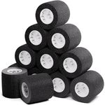 Inksafe Black Self Adherent Cohesive Bandages 5cm x 4.5m Box of 12 - Uses Include Tattoo Grip Wrap, Vet Wrap, Tape for Wrist and Ankle Sprains