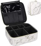 LACOPINE Travel Professional Makeup Case Organizer Bag for Women | Portable Artist Storage Makeup Brush Bag with Adjustable Dividers (Marble Pattern, 10 INCH (1 Layer))