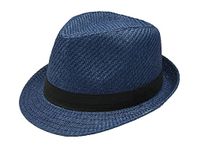 NAVISIMA 1920s Panama Style Fedora Hats for Adult Men Women and Kids - Sun Fedora Hat with Band - Trilby Summer Beach Hat, Navy, Medium