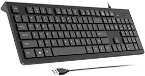 Computer Keyboard Wired, Plug Play USB , Low Profile Chiclet Keys, Large Number Pad, Caps Indicators, Foldable Stands, Spill-Resistant, Anti-Wear Letters for Windows Mac PC Laptop, Full Size