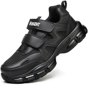 Steel Toe Shoes for Men Women, Hook-and-Loop, Black, Men 6.5 / Women 8