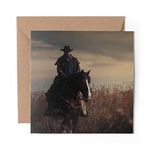 1 x Greeting Card Western Cowboy Horse America Wild West - Blank Birthday Celebration Anniversary #24420