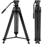 K&F Concept 72" Video Tripod, Heavy Duty Aluminum Tripod with 360 Degree Fluid Head & Quick Release Plate for Canon Nikon Sony DSLR Camera Camcorder, Max Loading Capacity 8KG/17.6LBS VA18+ VH081