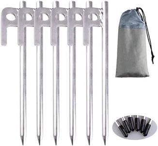 TRIWONDER Tent Stakes Heavy Duty Camping Stakes Stainless Steel Tent Pegs Nails Outdoors Solid Stakes with Carrying Bag (Silver - 20cm - 6 Pack)