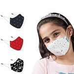 MAPLE MP-21 Face Mask for Kids | Reusable and Washable | 3 Layer Filtration | Anti Pollution | Cotton Protective kid Mask | Fashionable for Girl Boys Unisex (8, Kids Age 3-6 Years)