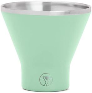 Y DRINK ​Elegant Stemless ​Martini Glass​ 8oz - Shatter Proof - Unbreakable - Double Wall ​Stainless Steel Tumbler - ​Powder Coated - Stylish Martini Glass​ for Cocktails on the Go (Mint Splice)