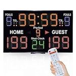 YZ Battery Powered Electronic Basketball Scoreboard Timers with Shot Clock, 12/14/24/30S Custom Shot Clock Digital Scoreboard with Remote, Countdown Timer Clock Score Keeper for Indoor Outdoor