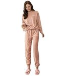 Ukal Women Warm Fleece Pajamas Flannel Pajamas Sets Long Sleeve Winter Pajama Set Ladies Thermal Free Size(28 Till 34) Pink