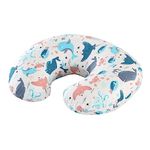 JOVELL Nursing Pillow Original Support, Multifunctional Feeding Pillows Nursing Essentials for Bottle and Breastfeeding, Fiber Fill And Removable 100% Cotton Nursing Pillow Cover (Water World)