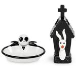 Disney Nightmare Before Christmas Bathroom Accessories - 2 Piece Black & White Resin Bathroom Décor and Storage Set Includes Toothbrush Holder and Soap Dish Set