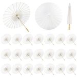 HOOMUU 24 Pack Paper Umbrellas for Weddings - Chinese Japanese Wedding Umbrellas Bulk for Women - 33 Inches DIY Painting Craft Decorative Umbrellas for Wedding Bridal Party Decor