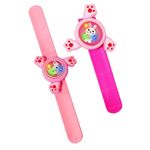 FunBlast Light for Kids – Set of 2 Pcs Kids Wrist Band for Boys and Girls Spinning Slap Band Cute Bracelet Wrist Band with LED Light Up, Return Gift for Kids – Random (Set of 2-Pink-Random)