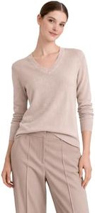 State Cashmere Women’s Essential V-Neck Sweater 100% Pure Cashmere Classic Long Sleeve Pullover (Undyed Natural, Medium)