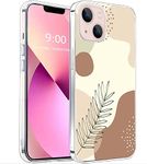 ICWUSA Aesthetic Abstract minimallist Plant Pattern Protective case for iPhone 14, Trendy Designed Hand Drawn Leaf Pattern TPU Bumper Shockproof iPhone Case Support Wireless Charging